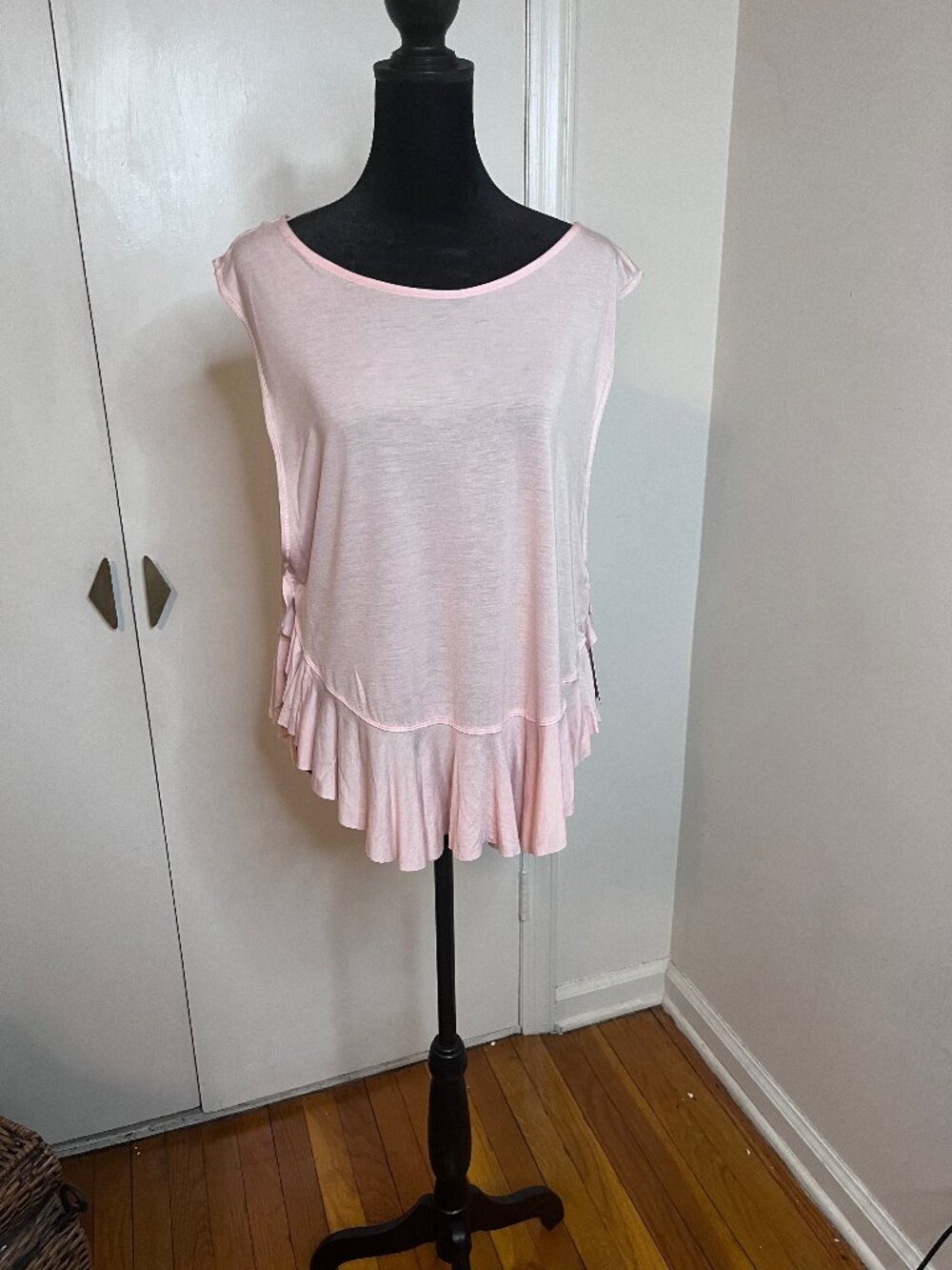 We The Free Pale Pink Ruffled Hem Sleeveless Top